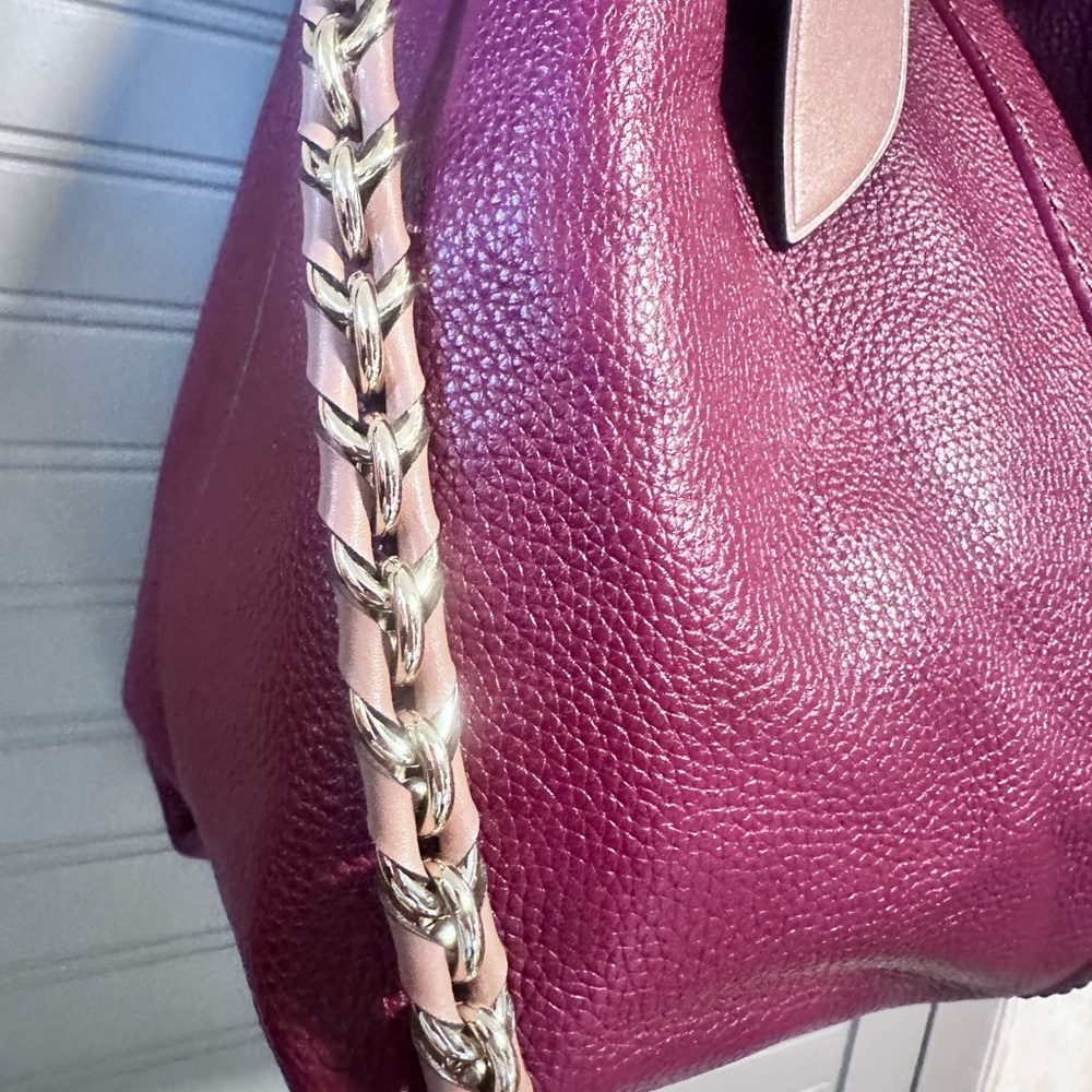Michael Kors Burgundy Downtown Astor Pebbled Leather Shoulder/Crossbody Bag NWOT - Picture 4 of 13